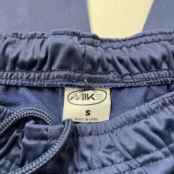 MIK Small Joggers Track Pants Blue 3 White Lines Elastic Waist, 3 - Picture 2 of 9